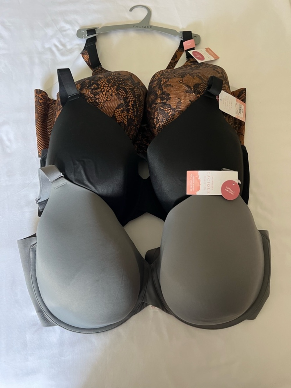Cacique Bra Trio - Black, Gray & Brown Snake Print